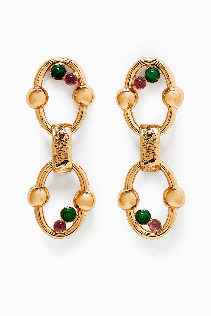 

Rivage Malachite Amethyst Earrings, Gold