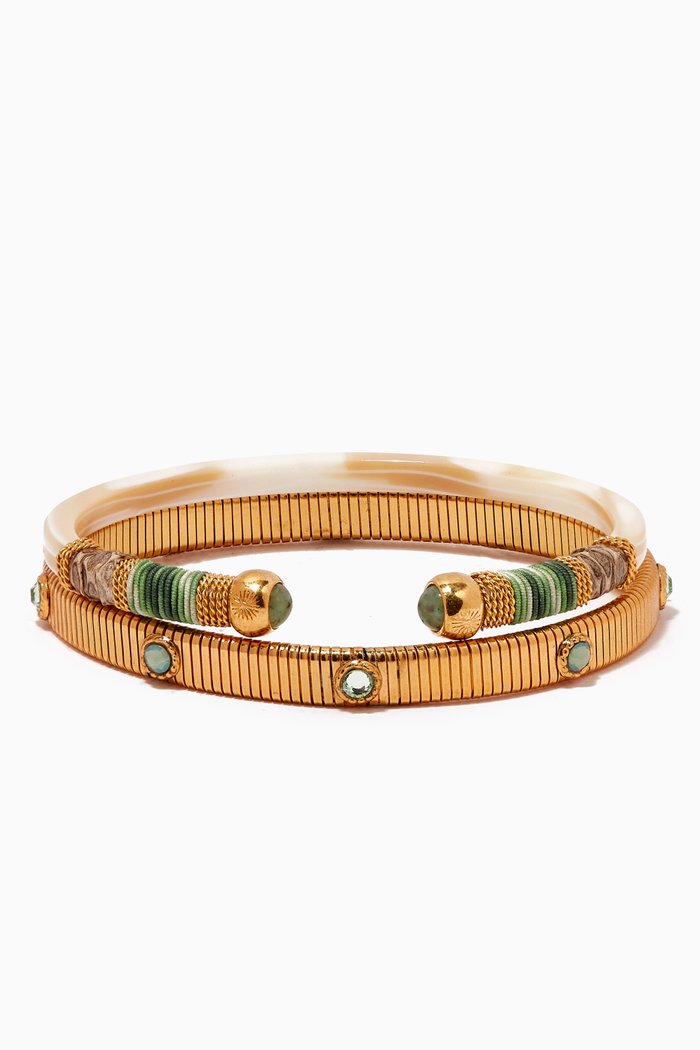 

Sari Bis Bangle & Stack Bracelet Set, Green