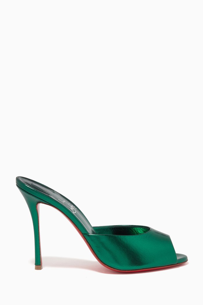 

Me Dolly 100 Mules in Laminated Kid Leather, Green