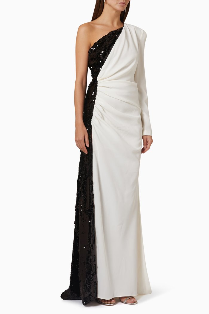

Albicocca Midi Dress in Sequinned Crepe, Neutral