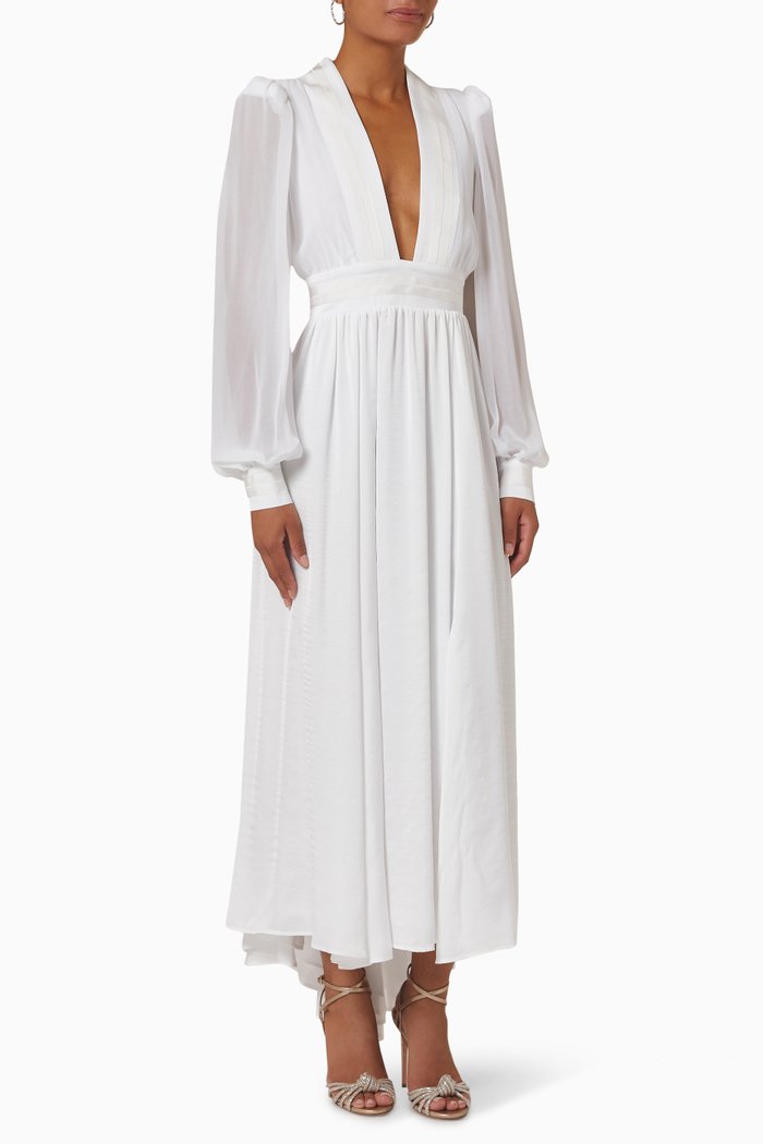 

Pesca Dress in Iridescent Satin, White