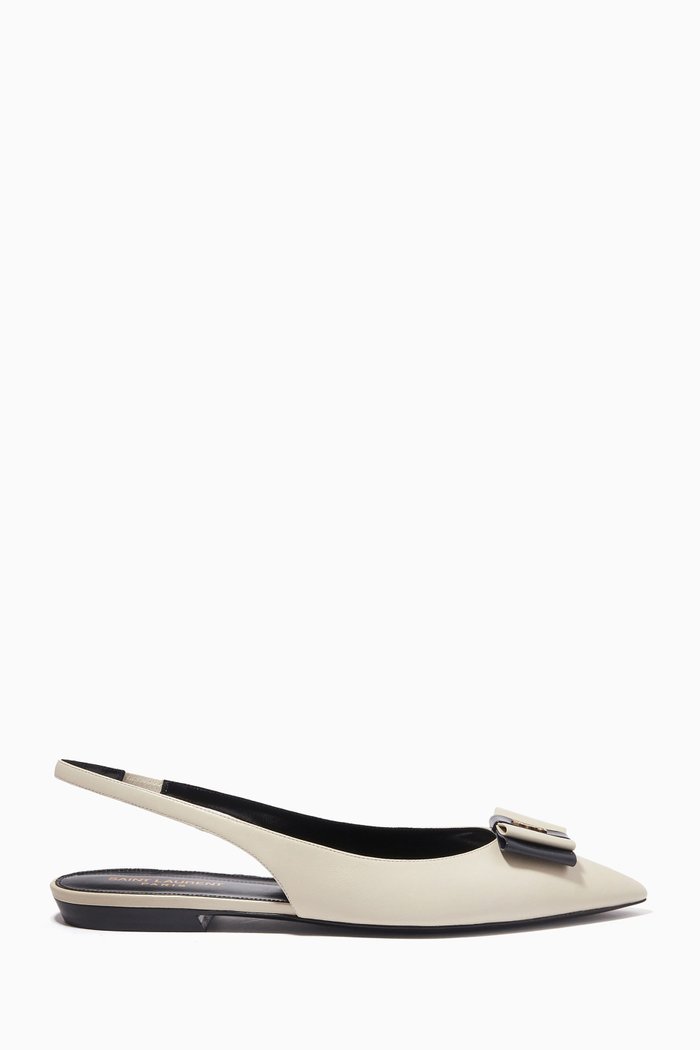 

Anaïs Slingback Flats in Smooth & Patent Leather, White