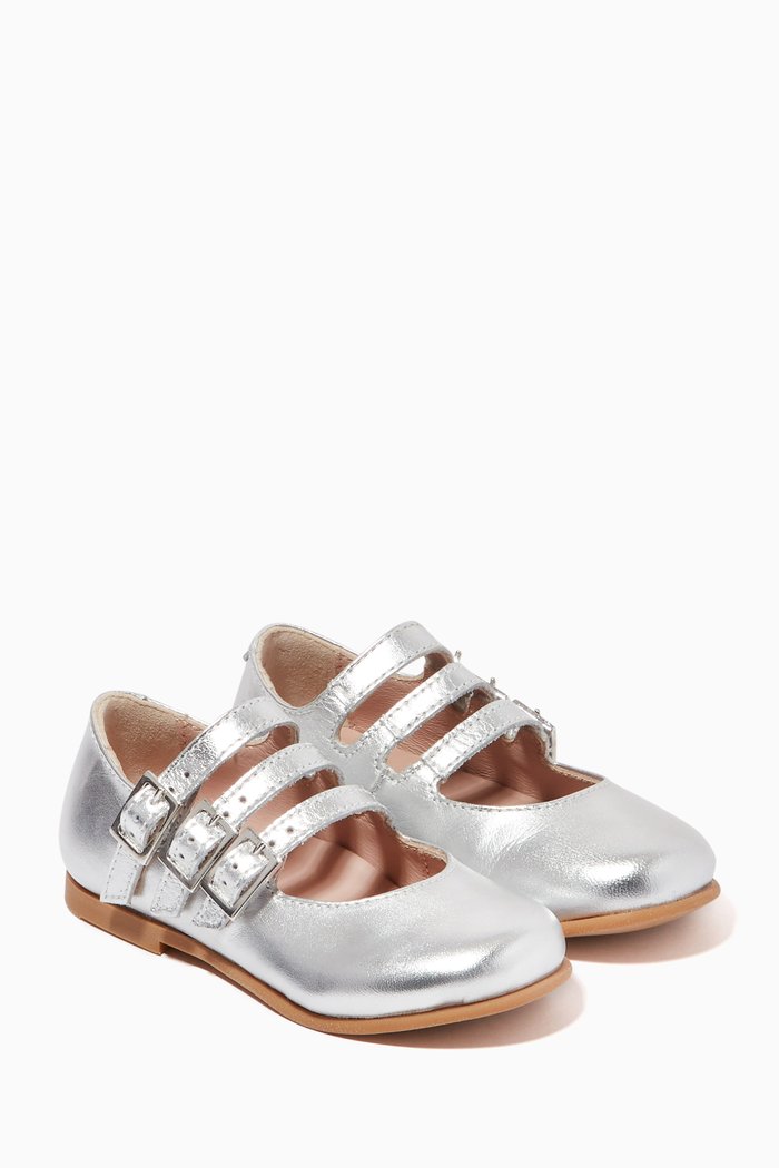 

Alice Ballerinas in Metallic Leather, Silver