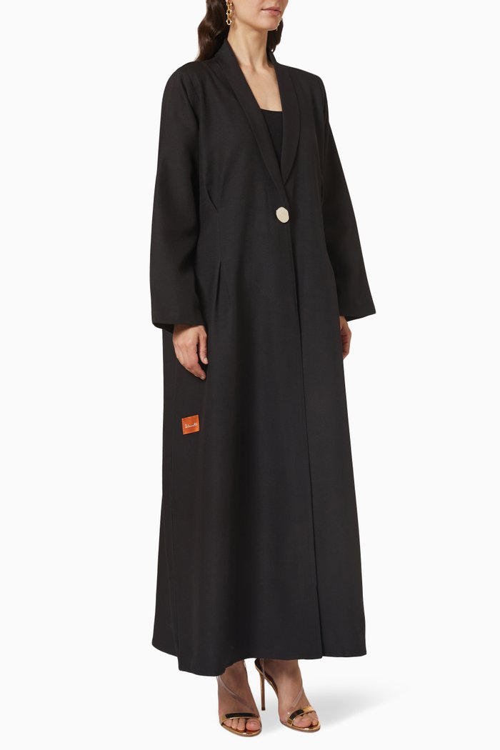 

Marble Buttoned Abaya, Black