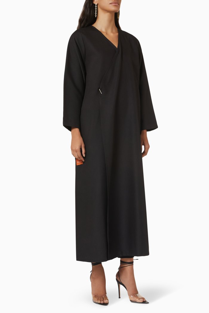 

Embellished Overlap Abaya, Black