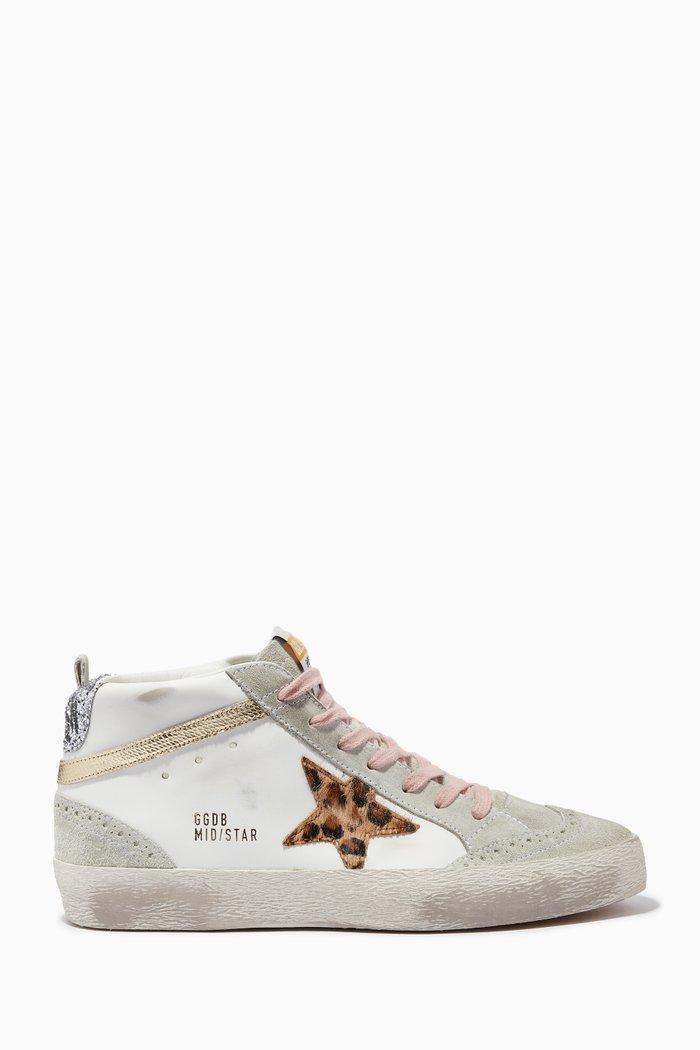 

Mid Star Sneakers in Leather, Neutral