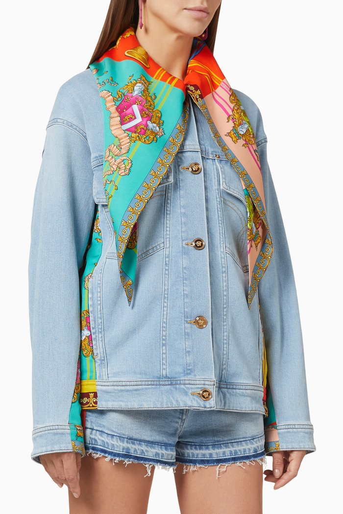 

Royal Rebellion Oversized Jacket in Denim, Multicolour