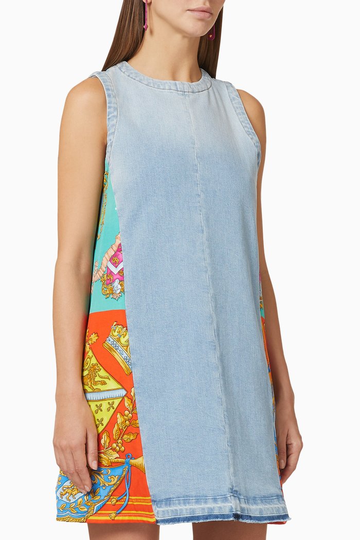 

Royal Rebellion Mini Dress in Denim, Multicolour