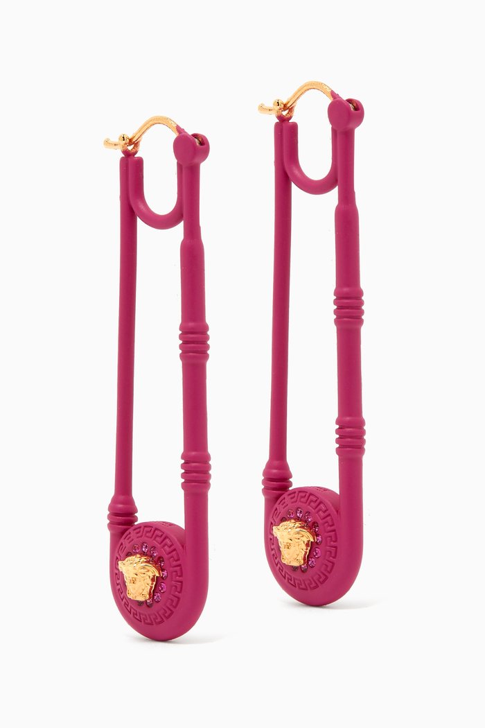 

Medusa Safety Pin Earrings, Pink