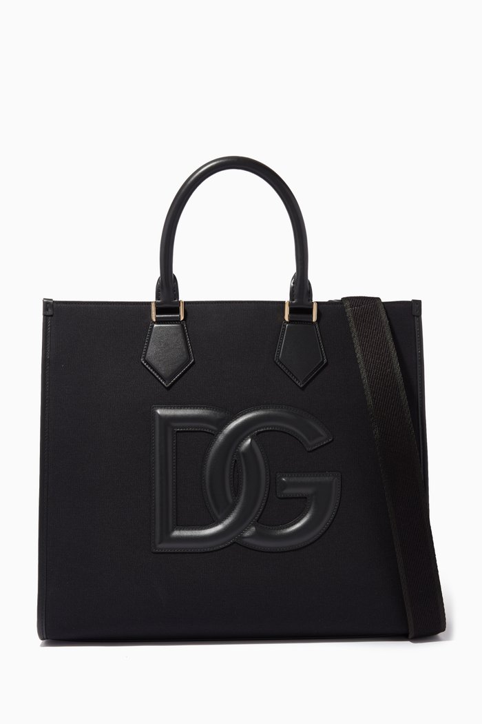 

DG Tote Bag in Canvas & Nappa, Black