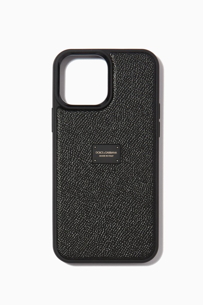 

Dauphine iPhone 13 Pro Max Case in Leather & Rubber, Black