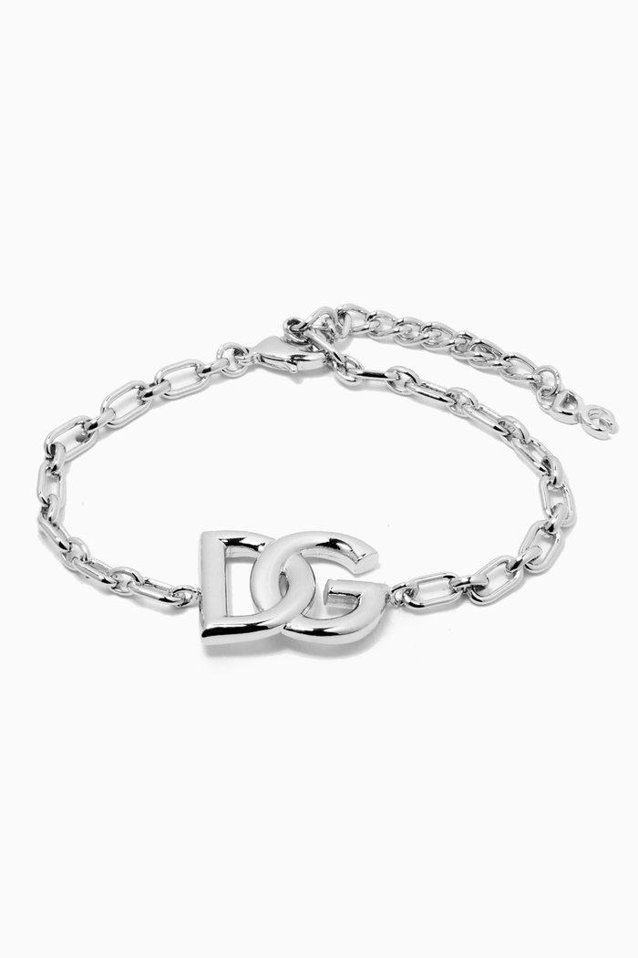 

DG Interlock Chain Bracelet in Brass, Silver