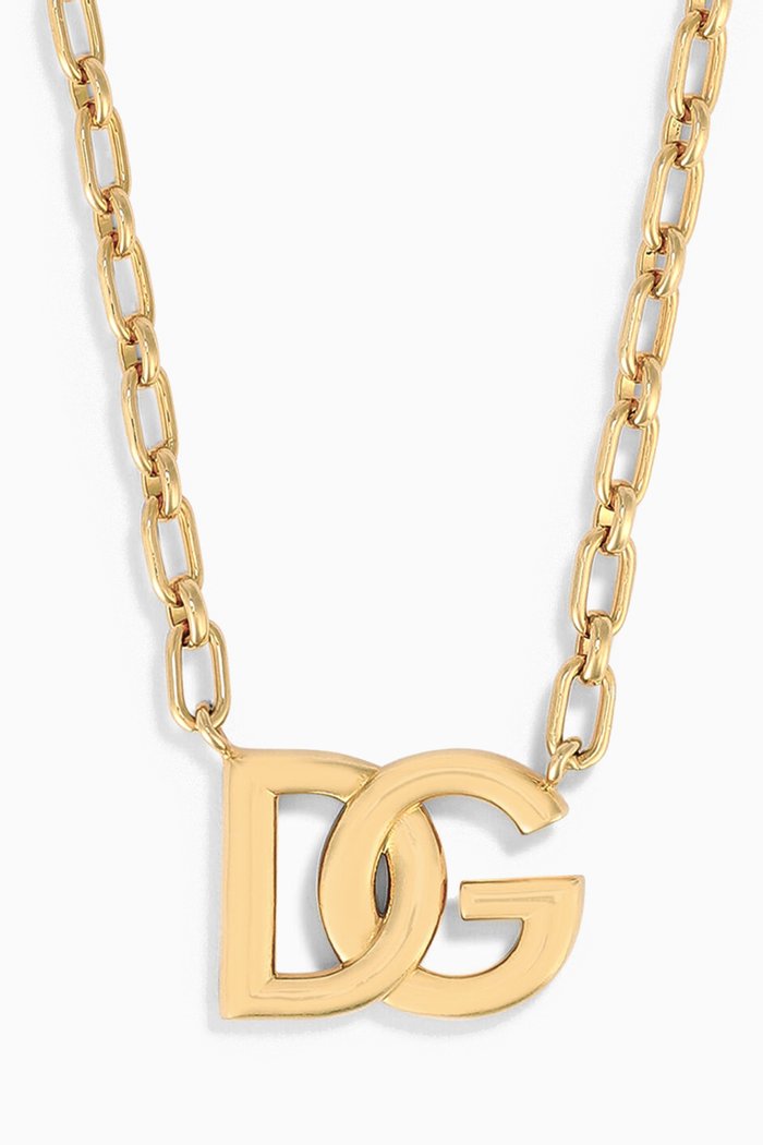 

DG Interlock Chain Necklace in Brass, Gold
