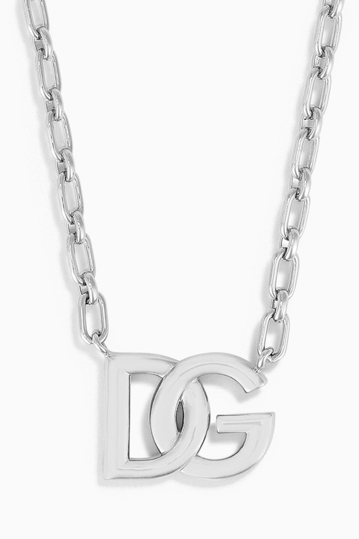 

DG Interlock Chain Necklace in Brass, Silver