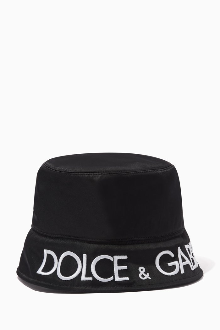 

D&G Embroidery Bucket Hat in Nylon, Black