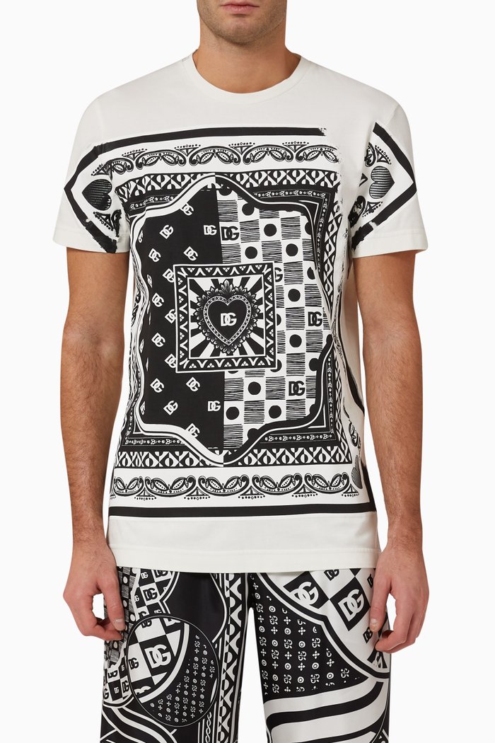

Bandana-print T-shirt in Cotton Jersey, White