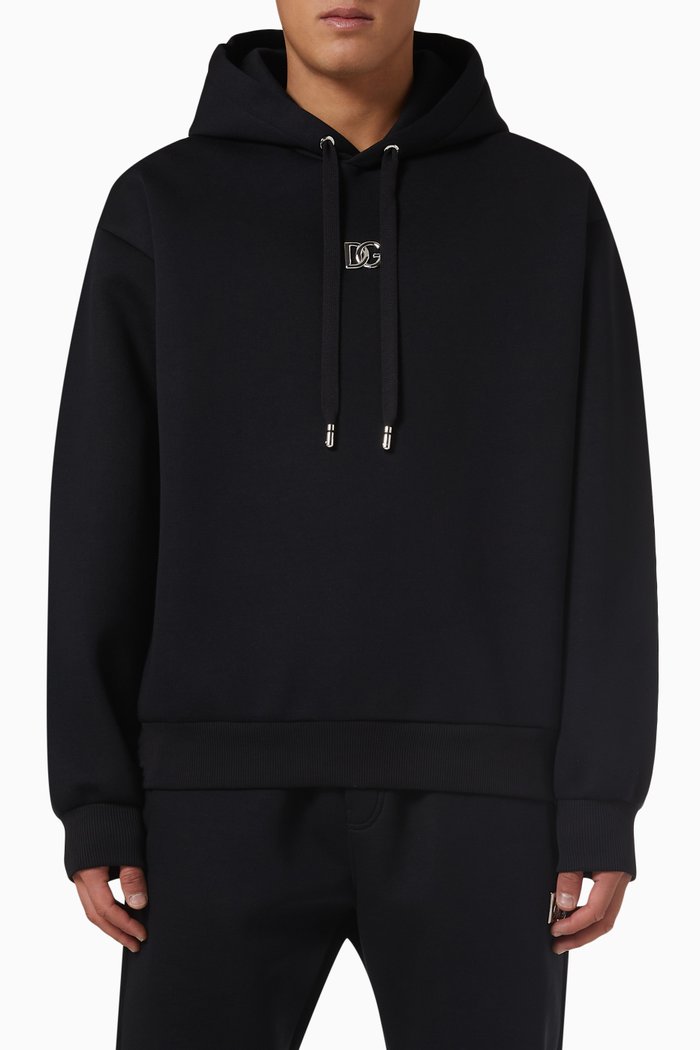 

Logo-detail Hoodie in Scuba-jersey, Black