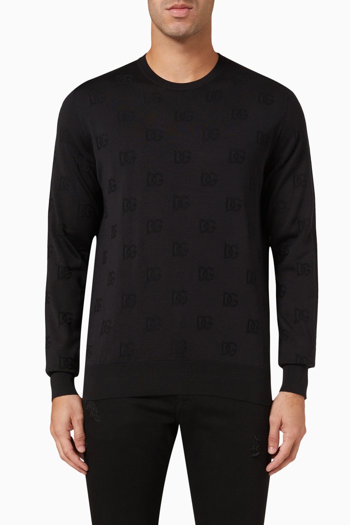 

Sweater in Silk Jacquard, Black