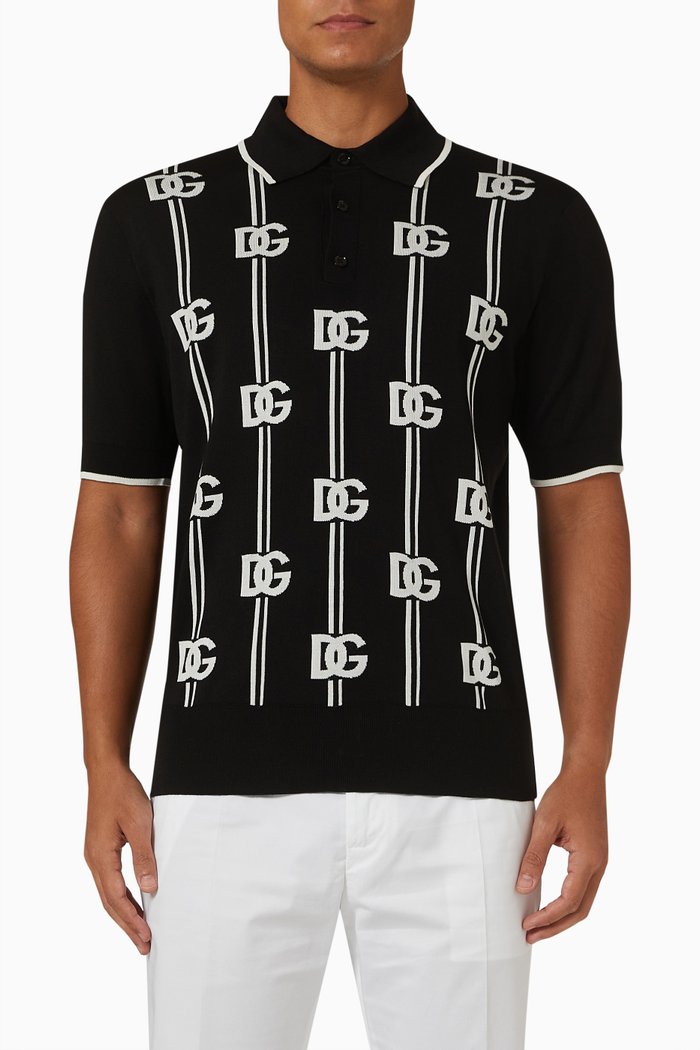 Polo Shirt in Knit, Black