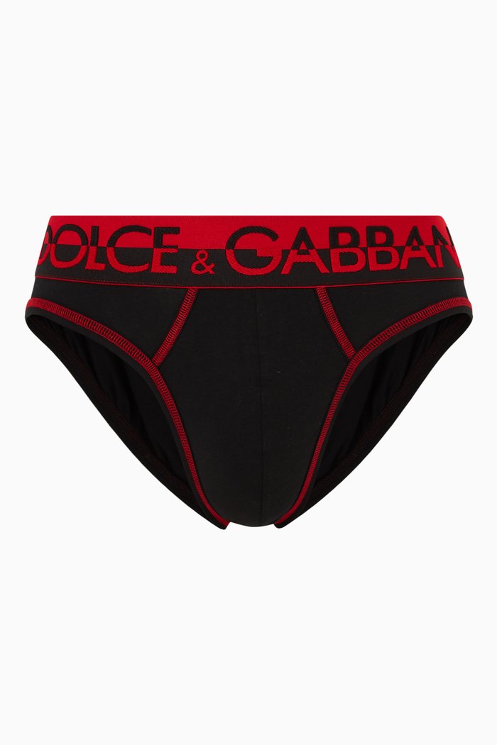 

Logo Waistband Briefs in Cotton, Black