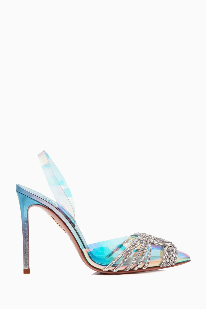 

Gatsby Sling 105 Pumps in Metallic Leather & PVC, Blue