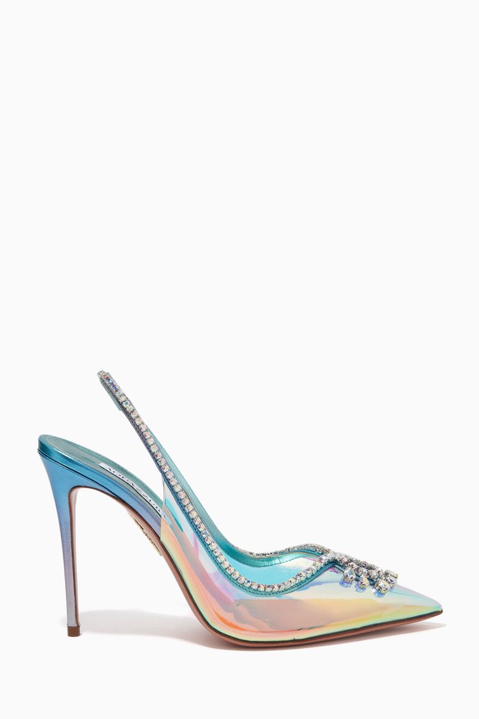 

Seduction Crystal 105 Pumps in Metallic Leather & PVC, Blue