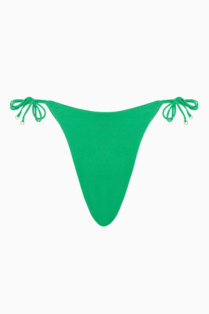 Andrea Bikini Bottoms in Stretch Nylon Towelling, Green
