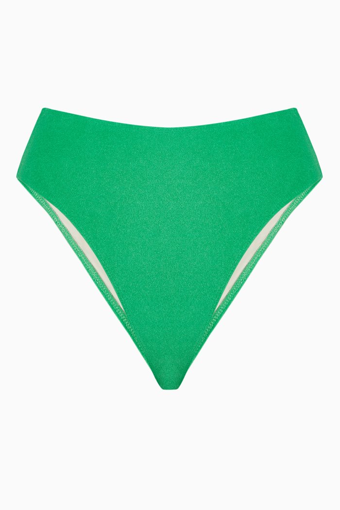 

Chania Bikini Bottoms in Stretch Nylon Towelling, Green