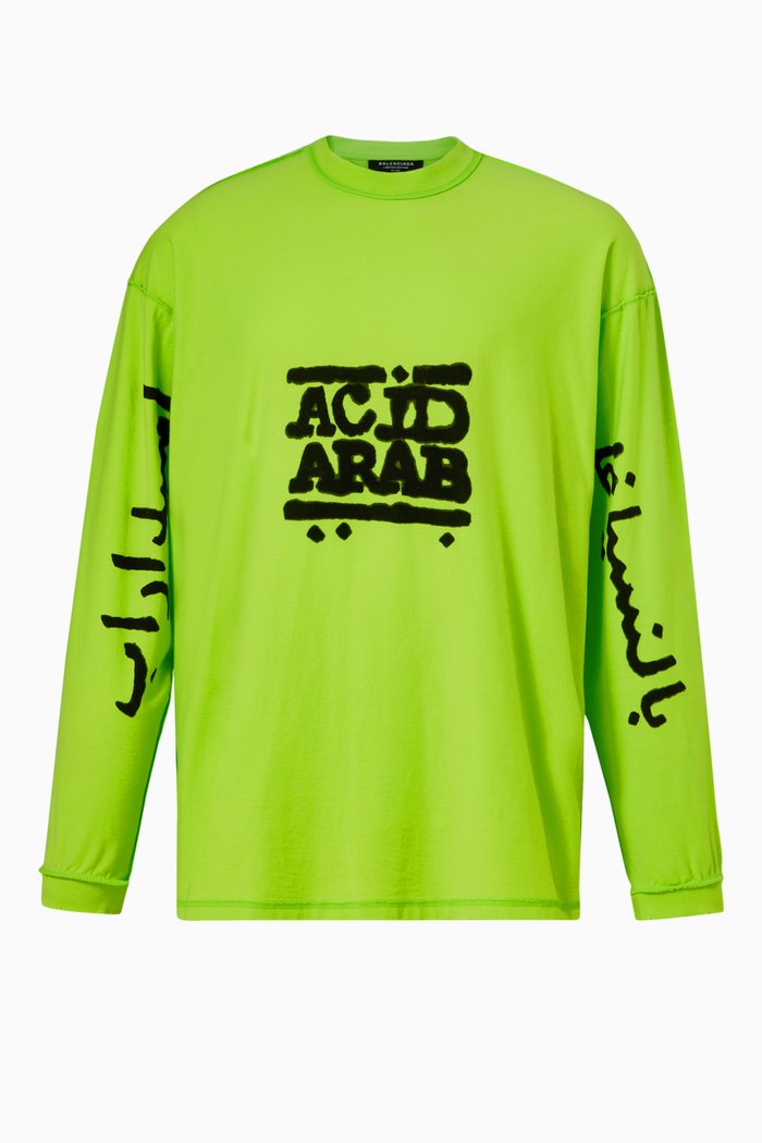 

Balenciaga Music Acid Arab Merch T-shirt in Vintage Jersey, Green