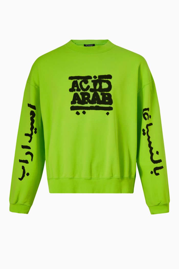 

Balenciaga Music Acid Arab Merch Sweatshirt in Medium Fleece, Green