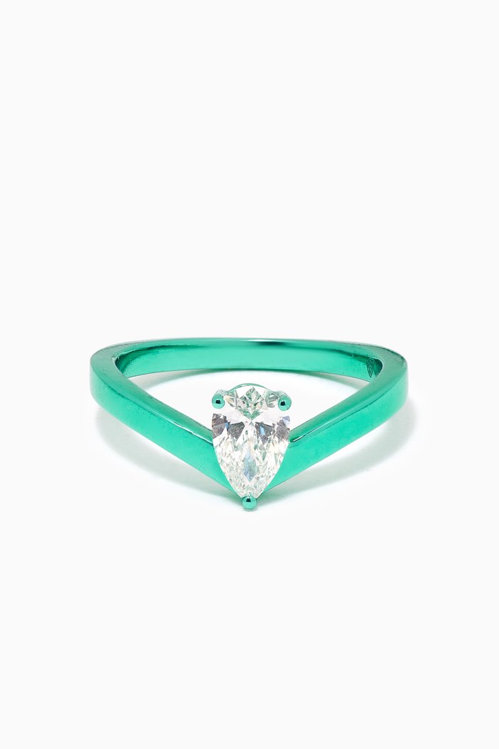 

Diamond Ring in 18kt White Gold, Green