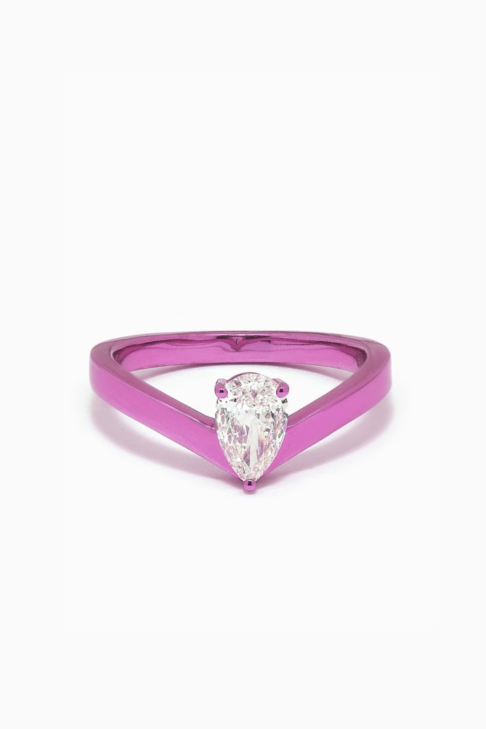 Diamond Ring in 18kt White Gold, Pink