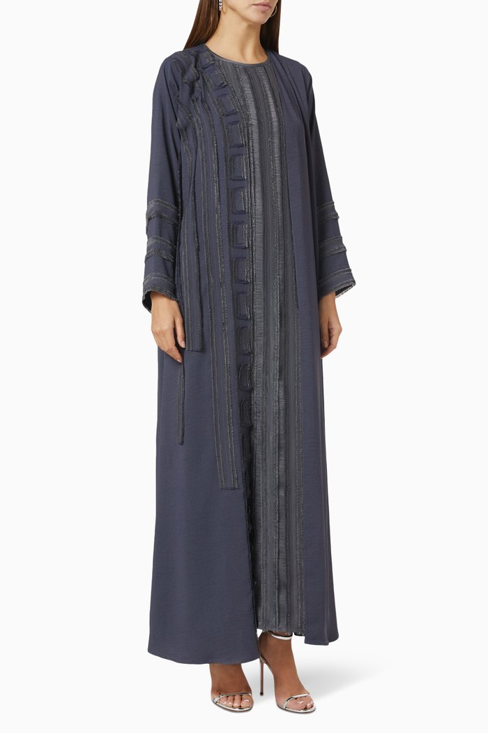 

Textured Abaya Set, Grey