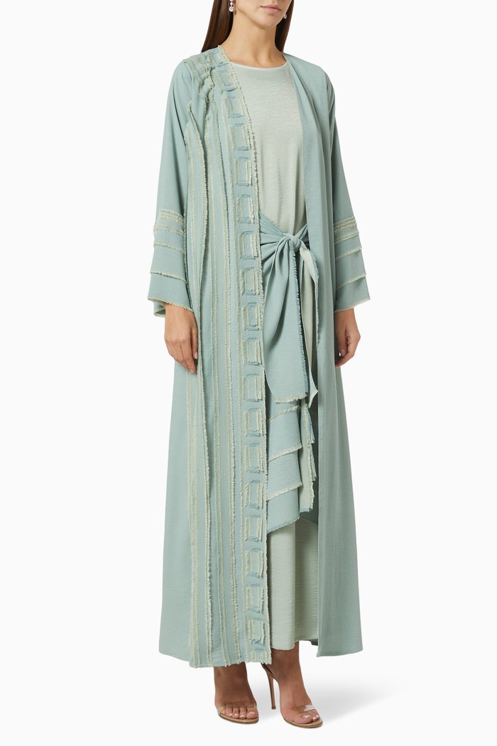 

Textured Abaya Set, Green