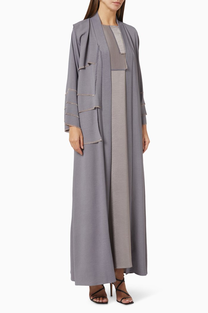 

Patchwork Abaya Set, Grey