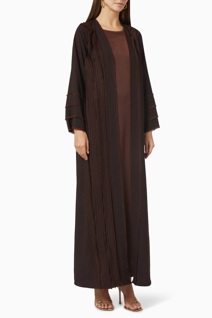 

Textured Abaya Set, Brown