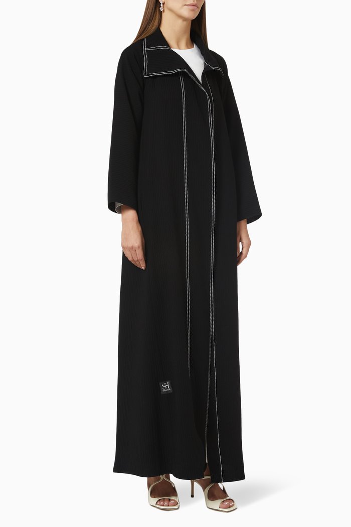 

Contrast Stitch Abaya Set, Black