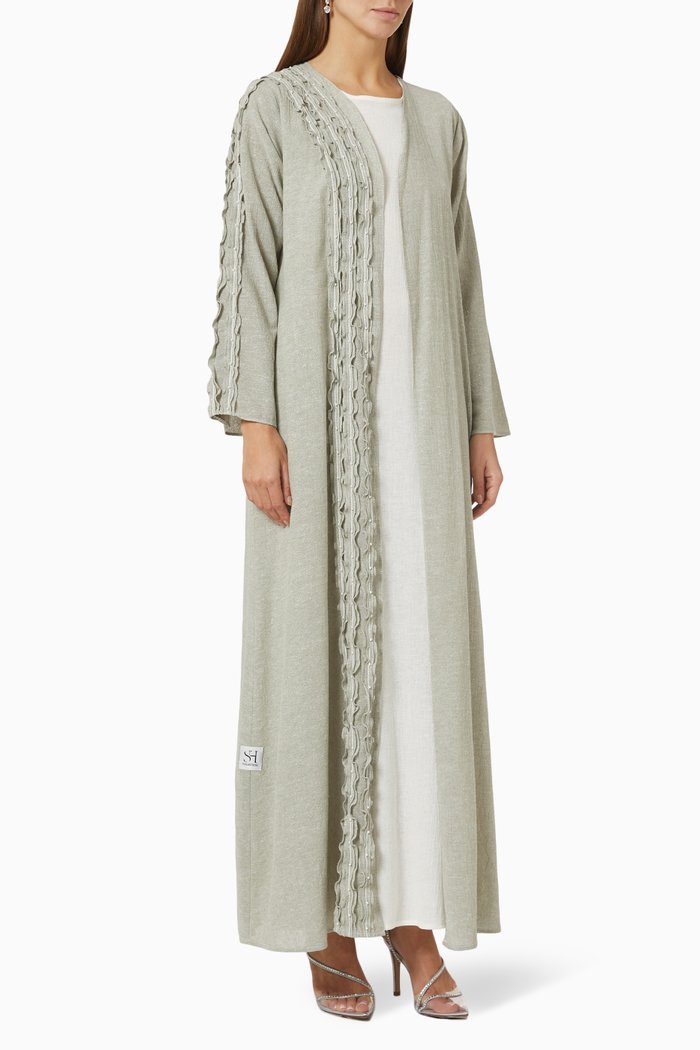

Textured Abaya Set, Green