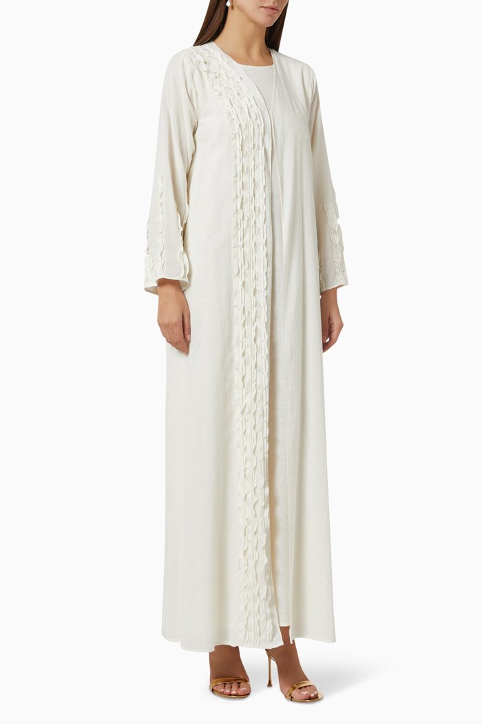 

Textured Abaya Set, White