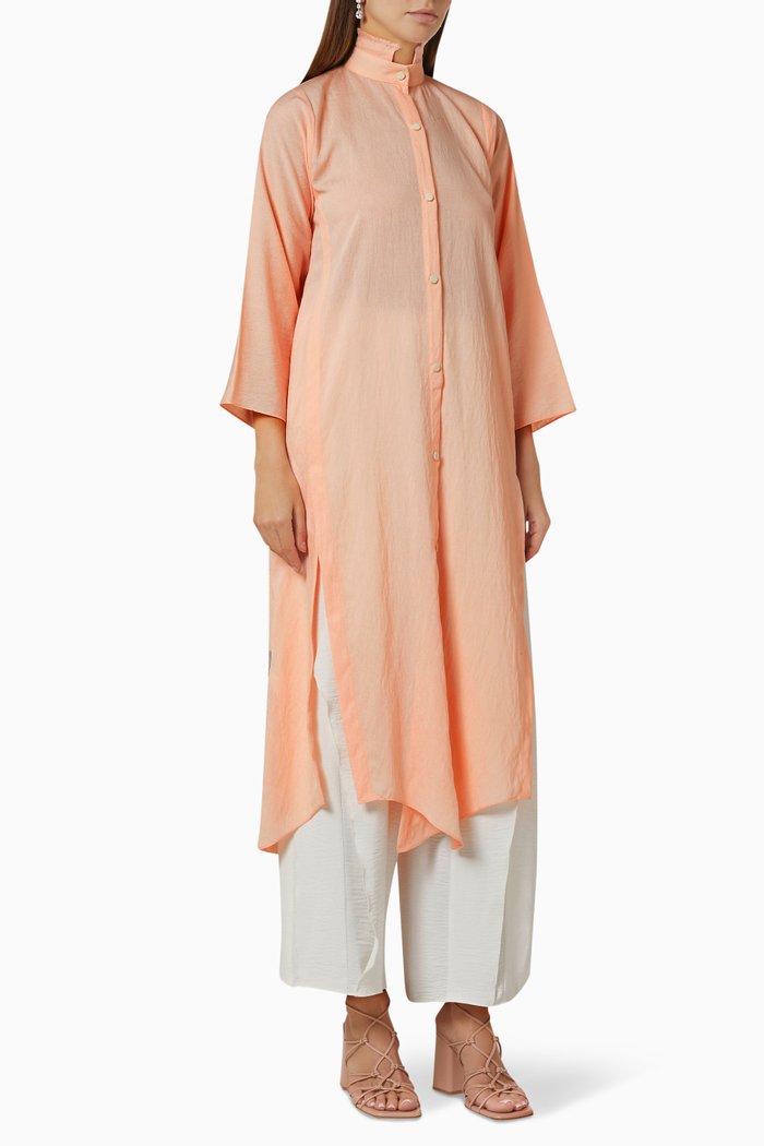 

Stand Collar Tunic, Pink