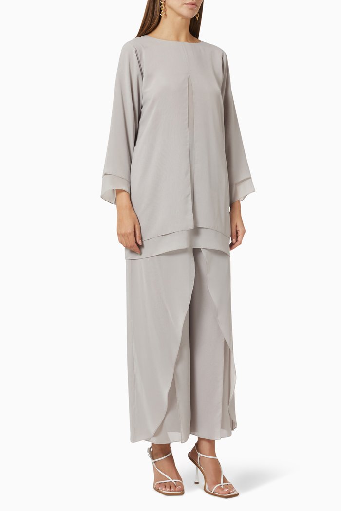 Coordinating Top & Pants Set, Grey