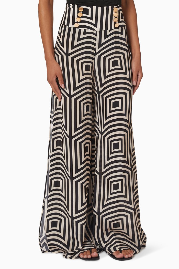 

Charlize Palazzo Pants in Crêpe de Chine, Black