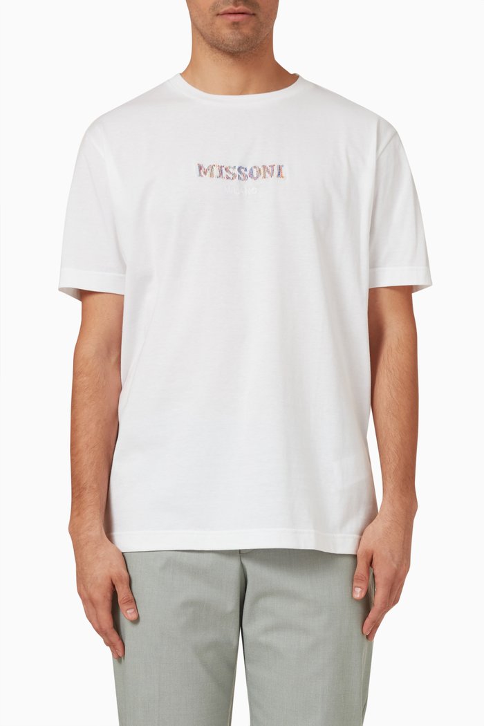 

Logo Embroidered T-Shirt in Cotton Jersey, White