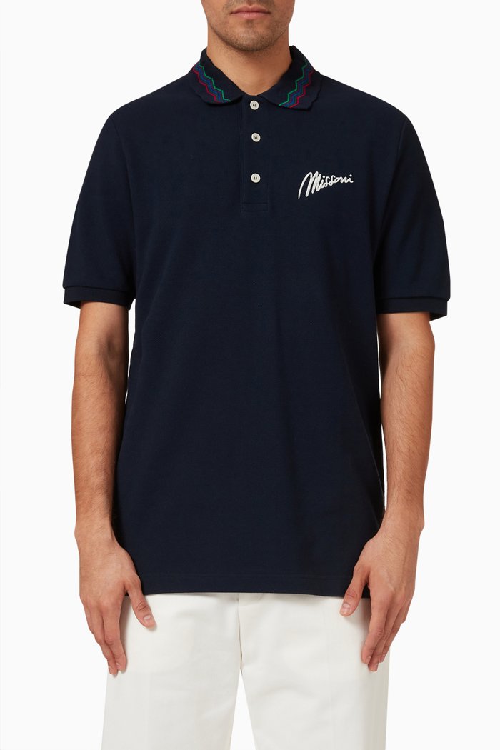 

Polo Shirt in Cotton Piqué, Blue