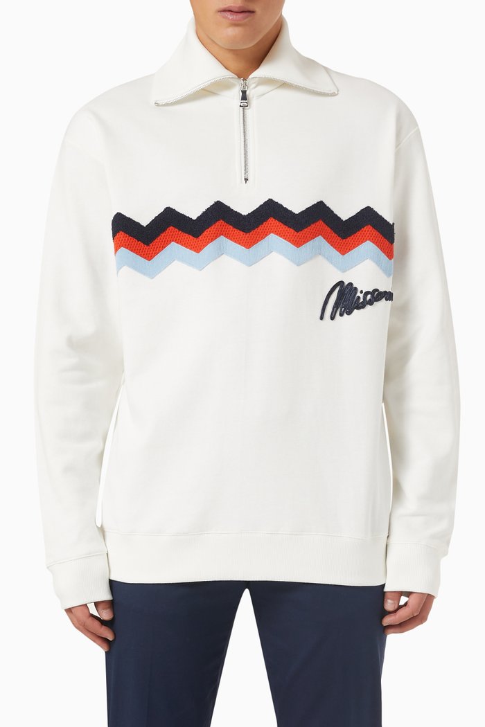 

Half Zip Sweatshirt in Cotton, White