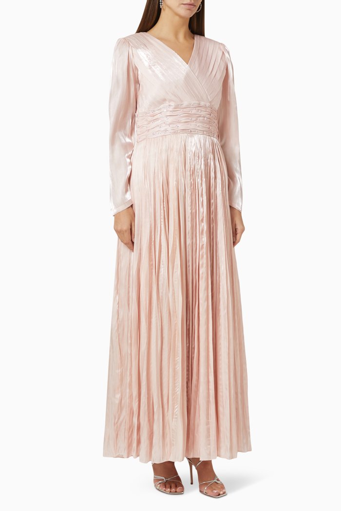

Pleated Maxi Dress, Neutral
