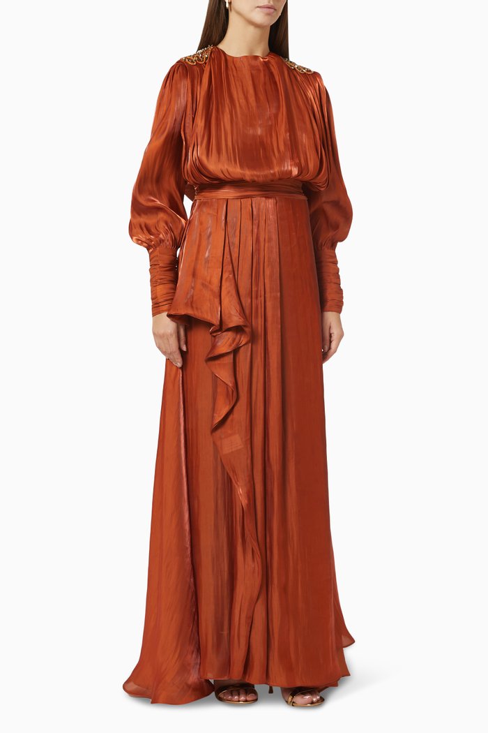 

Gathered Maxi Dress, Metallic