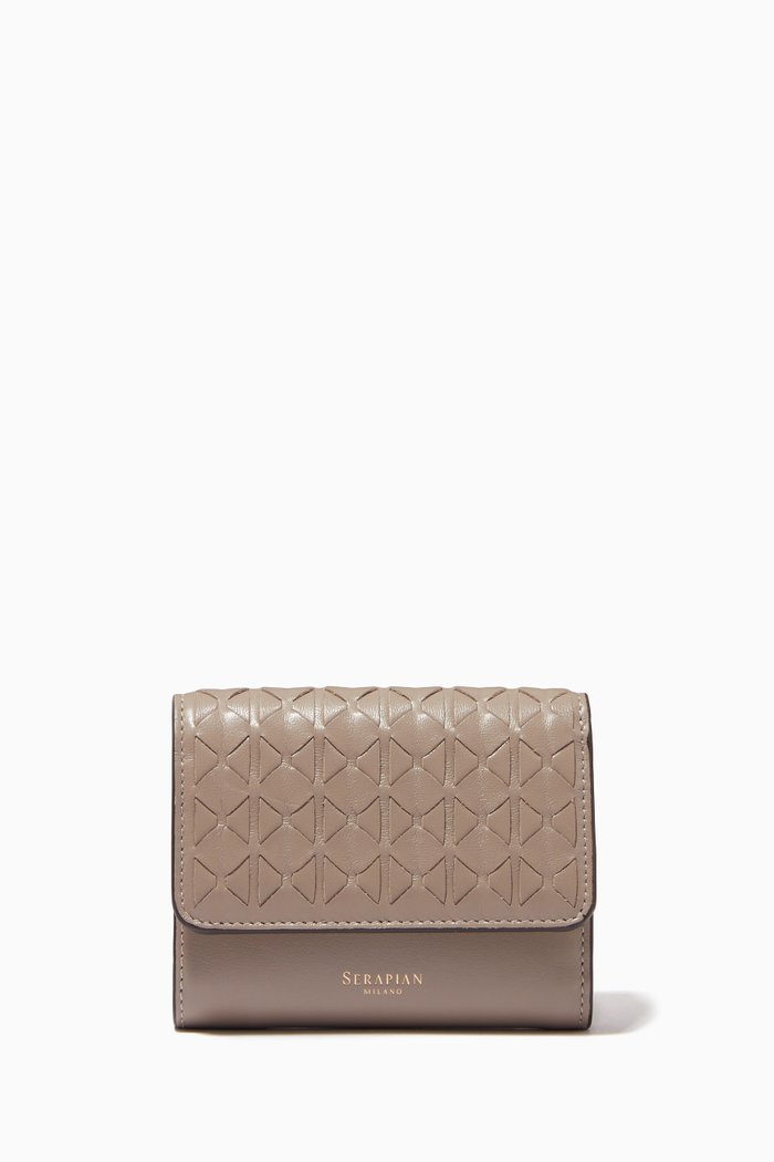 

Trifold Wallet in Mosaico Leather, Neutral