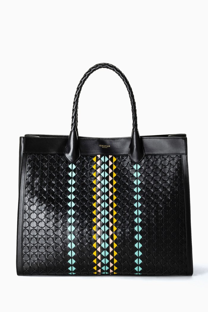 

Maxi Lorelei Tote Bag in Mosaico Leather, Multicolour