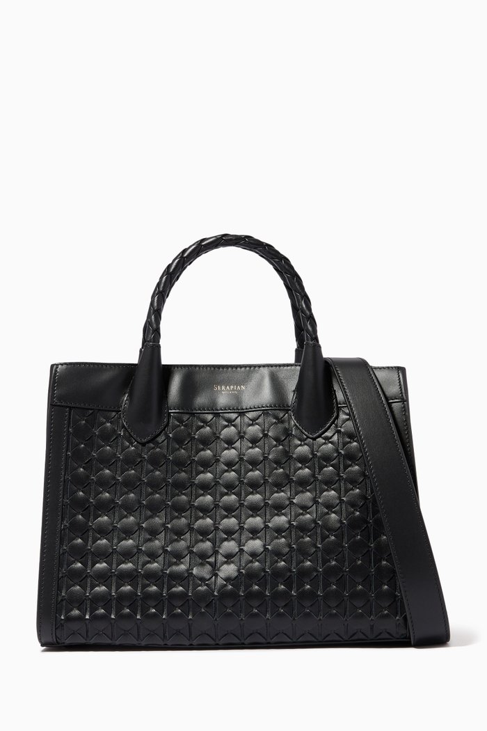 

Small Lorelei Tote Bag in Mosaico Leather, Black